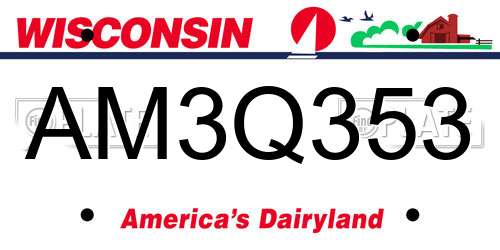 AM3Q353 Wisconsin License Plate