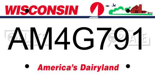 AM4G791 Wisconsin License Plate