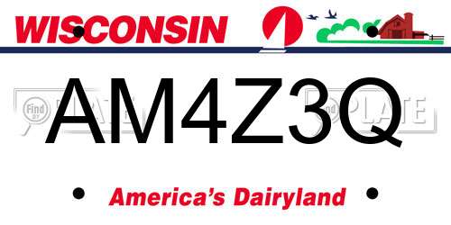 AM4Z3Q Wisconsin License Plate