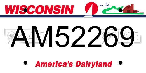 AM52269 Wisconsin License Plate