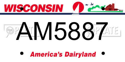 AM5887 Wisconsin License Plate