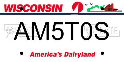 AM5T0S Wisconsin License Plate