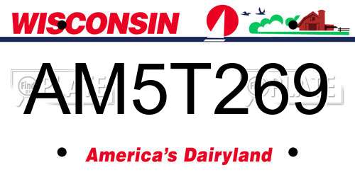AM5T269 Wisconsin License Plate