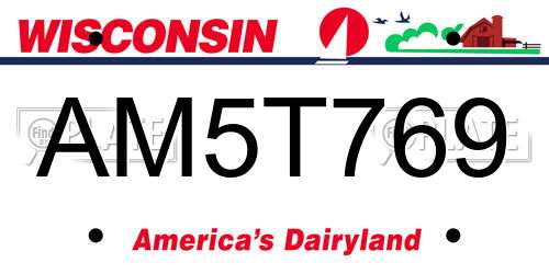 AM5T769 Wisconsin License Plate