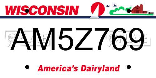 AM5Z769 Wisconsin License Plate