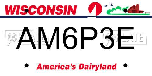 AM6P3E Wisconsin License Plate
