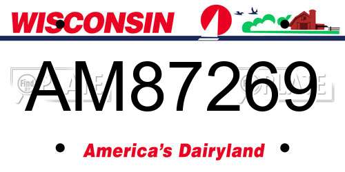 AM87269 Wisconsin License Plate