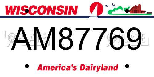 AM87769 Wisconsin License Plate