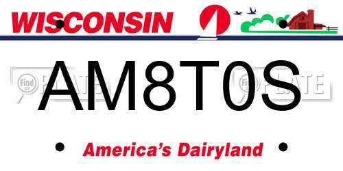 AM8T0S Wisconsin License Plate