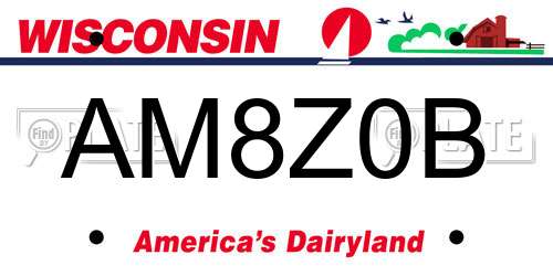 AM8Z0B Wisconsin License Plate