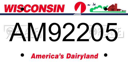 AM92205 Wisconsin License Plate