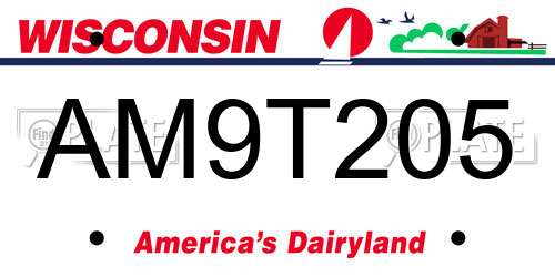 AM9T205 Wisconsin License Plate