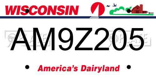 AM9Z205 Wisconsin License Plate