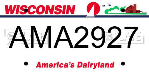 AMA2927 Wisconsin License Plate