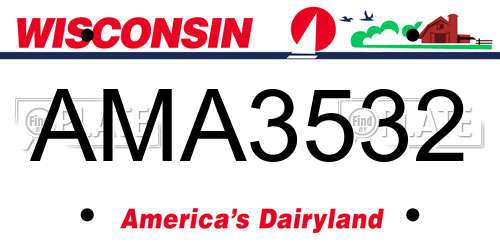 AMA3532 Wisconsin License Plate