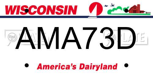 AMA73D Wisconsin License Plate