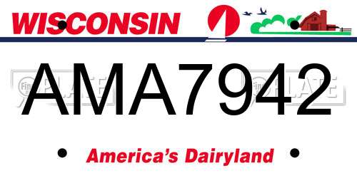 AMA7942 Wisconsin License Plate