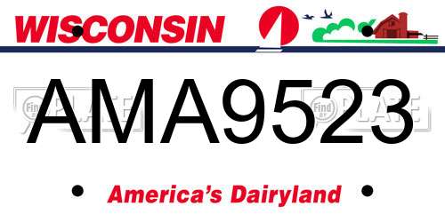 AMA9523 Wisconsin License Plate
