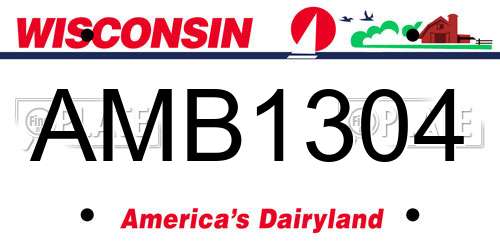 AMB1304 Wisconsin License Plate