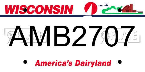 AMB2707 Wisconsin License Plate