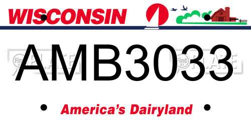 AMB3033 Wisconsin License Plate