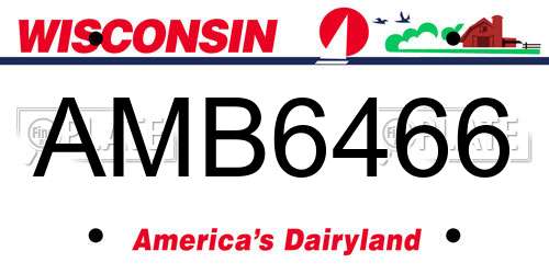 AMB6466 Wisconsin License Plate