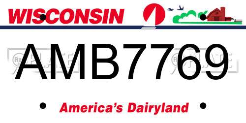 AMB7769 Wisconsin License Plate