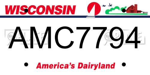 AMC7794 Wisconsin License Plate