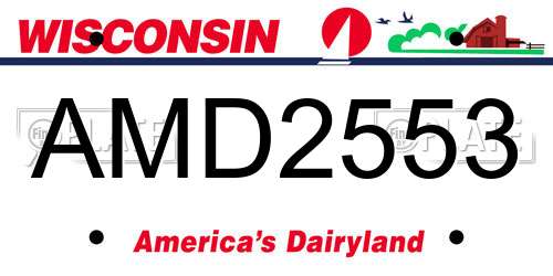 AMD2553 Wisconsin License Plate