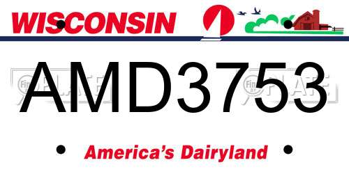 AMD3753 Wisconsin License Plate