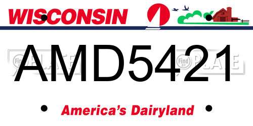 AMD5421 Wisconsin License Plate