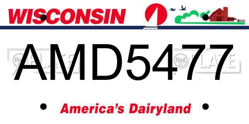 AMD5477 Wisconsin License Plate
