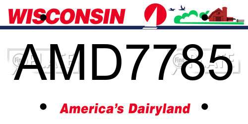 AMD7785 Wisconsin License Plate