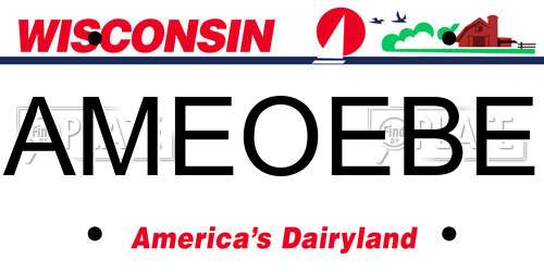 AMEOEBE Wisconsin License Plate