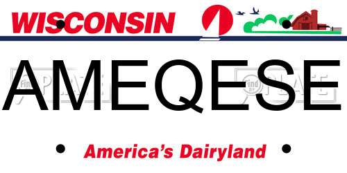 AMEQESE Wisconsin License Plate