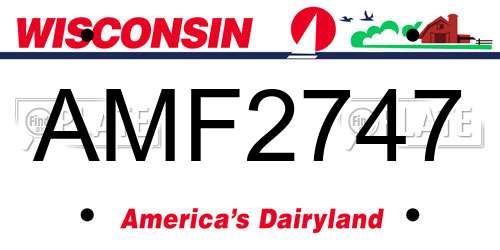 AMF2747 Wisconsin License Plate