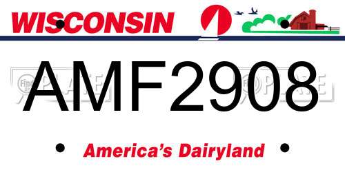 AMF2908 Wisconsin License Plate