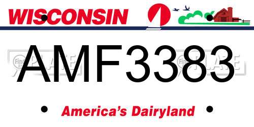 AMF3383 Wisconsin License Plate