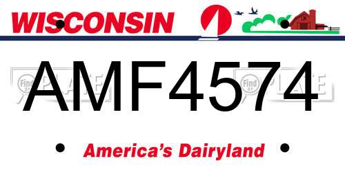 AMF4574 Wisconsin License Plate