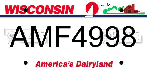 AMF4998 Wisconsin License Plate