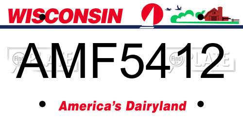 AMF5412 Wisconsin License Plate