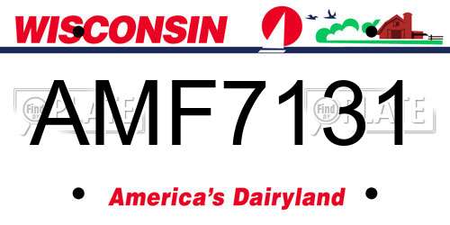 AMF7131 Wisconsin License Plate