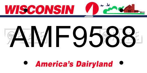 AMF9588 Wisconsin License Plate