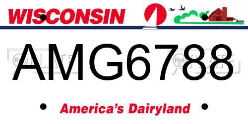 AMG6788 Wisconsin License Plate