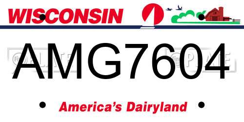 AMG7604 Wisconsin License Plate