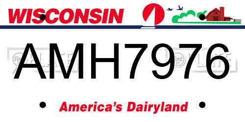 AMH7976 Wisconsin License Plate