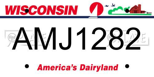 AMJ1282 Wisconsin License Plate