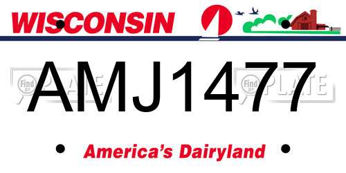AMJ1477 Wisconsin License Plate