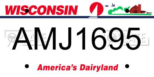 AMJ1695 Wisconsin License Plate
