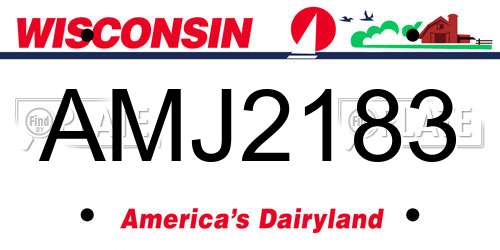 AMJ2183 Wisconsin License Plate